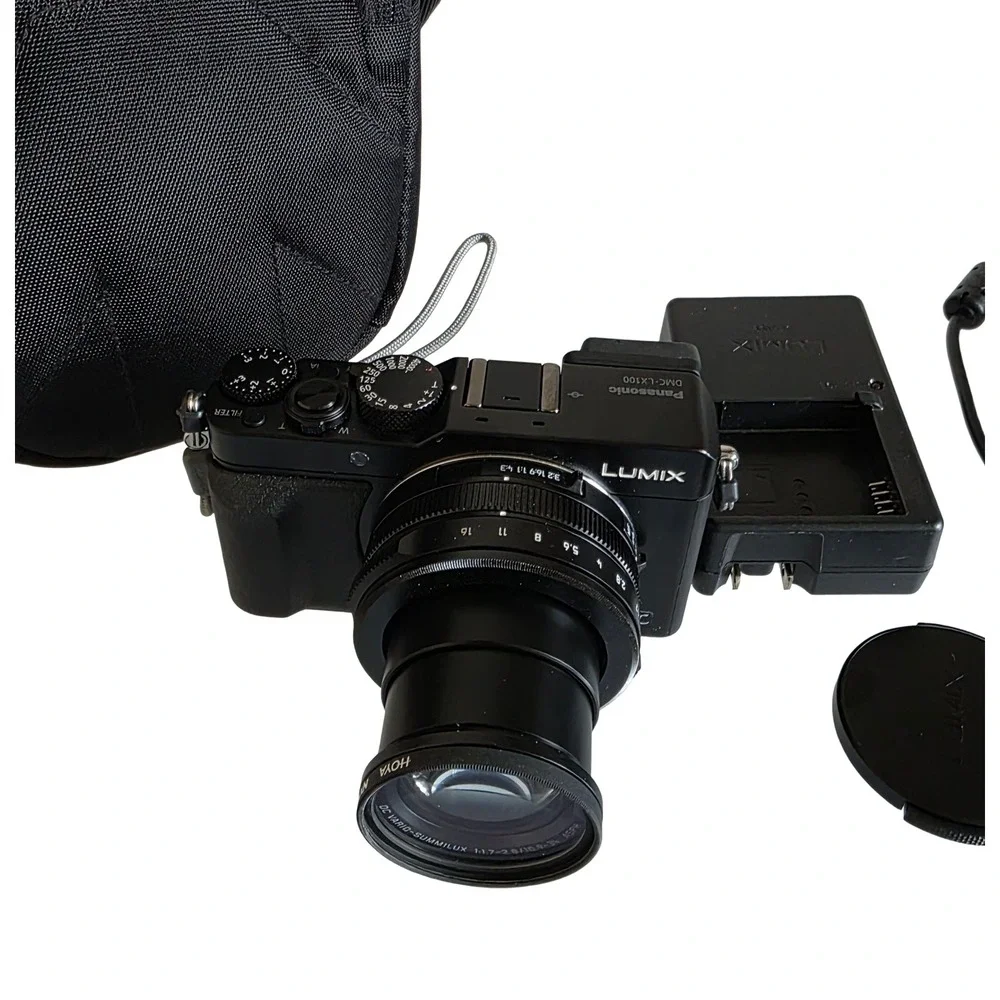 Panasonic LUMIX DMC-LX100 12.8MP Digital Camera Black Bundle Case 64GB Card Char